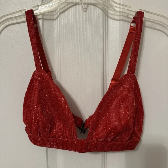 SLA The Label Red Glitter Suit Set 3 pcs Blazer Bra pants - Picture 3 of 12